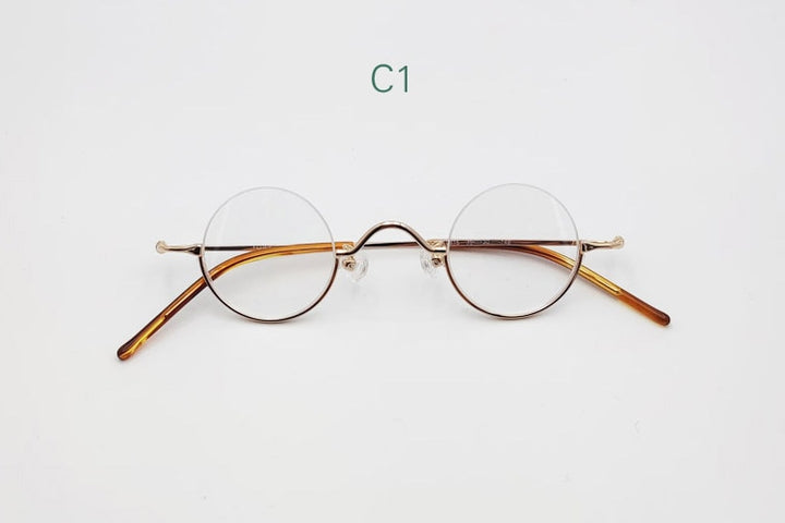Yujo Unisex Semi Rim Round Stainless Steel Eyeglasses Customized Lens Options 35mm Semi Rim Yujo C1 China 