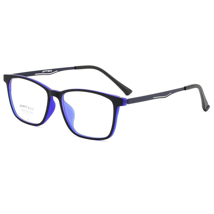 KatKani Men's Full Rim TR 90 Resin β Titanium Frame Eyeglasses K9828 Full Rim KatKani Eyeglasses Black Blue  