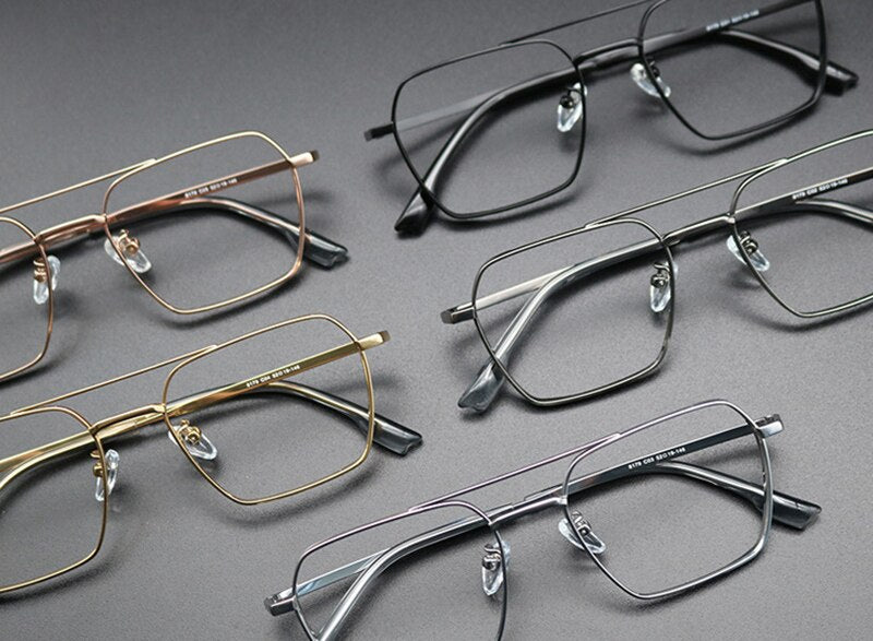 Aissuarvey Titanium Full Rim Double Bridge Frame Men's Eyeglasses Full Rim Aissuarvey Eyeglasses   