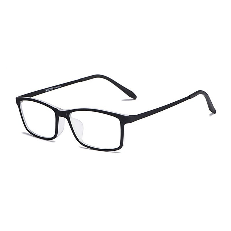 Hotony Unisex Full Rim Square TR 90 Resin Beta Titanium Frame Eyeglasses 3048 Full Rim Hotony Black White  