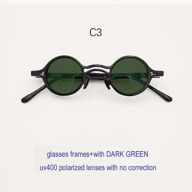 Men's Acetate Plate Frame Round Polarized Sunglasses Customizable Lenses Sunglasses Yujo C3 China Other