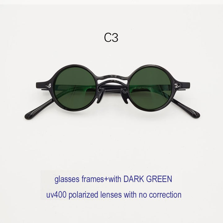 Men's Acetate Plate Frame Round Polarized Sunglasses Customizable Lenses Sunglasses Yujo C3 China Other