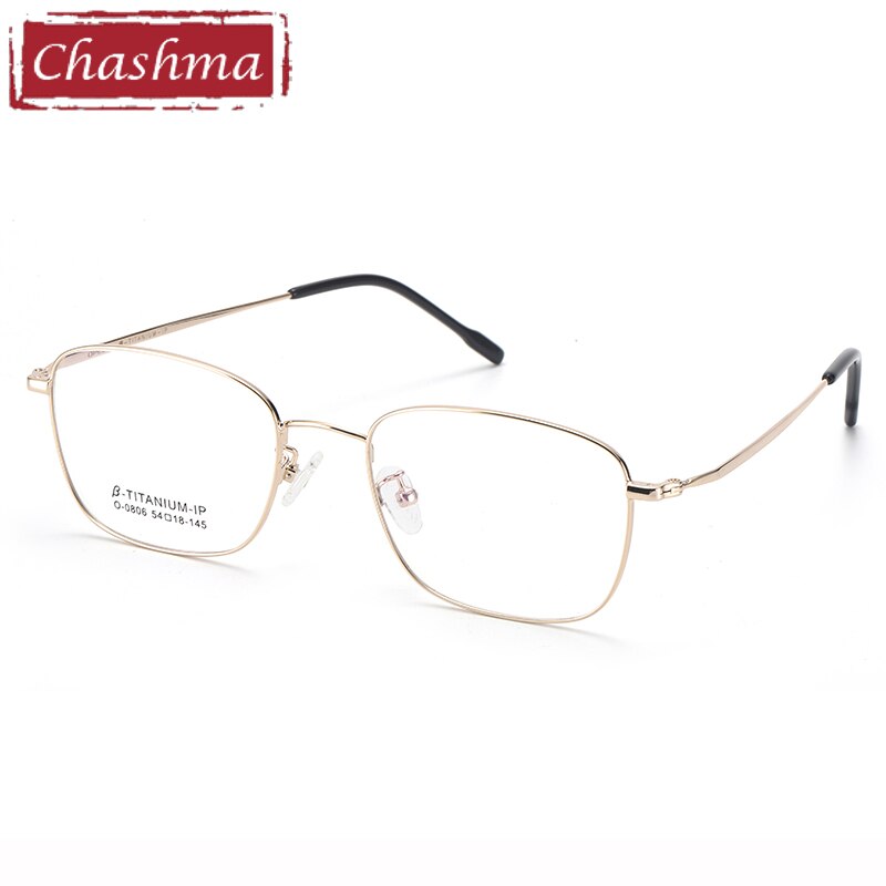 Unisex Oval Full Rim Titanium Frame Eyeglasses 0806 Full Rim Chashma Gold  