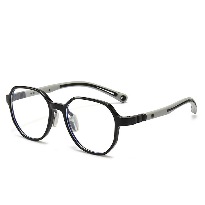 Oveliness Unisex Children's Full Rim Square Tr 90 Silicone Titanium Eyeglasses Trd102 Full Rim Oveliness c1 black grey  
