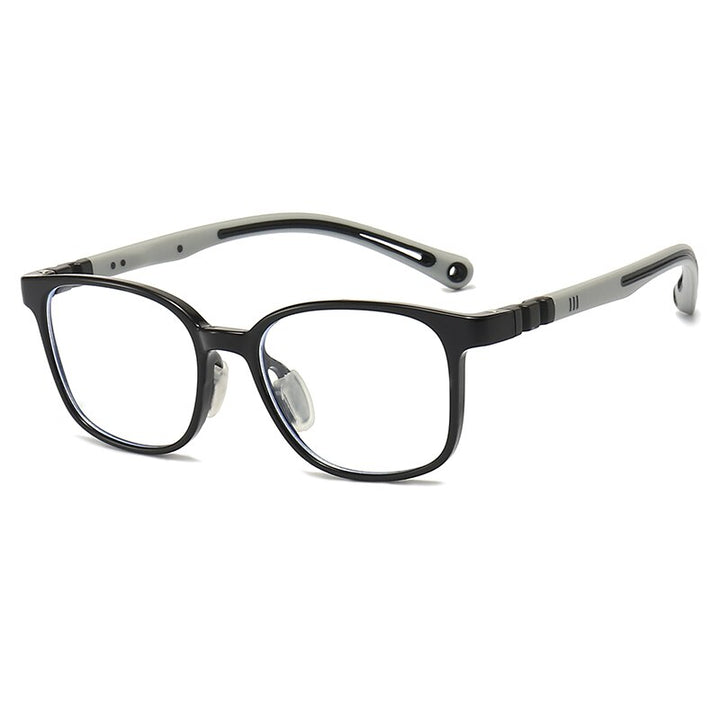 Oveliness Unisex Children's Full Rim Square Tr 90 Titanium Eyeglasses Trd101 Full Rim Oveliness c1 black grey  