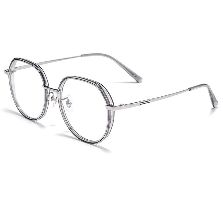 KatKani Unisex Full Rim Titanium TR 90 Resin Coated Frame Eyeglasses 2202 Full Rim KatKani Eyeglasses Transparent Gray  