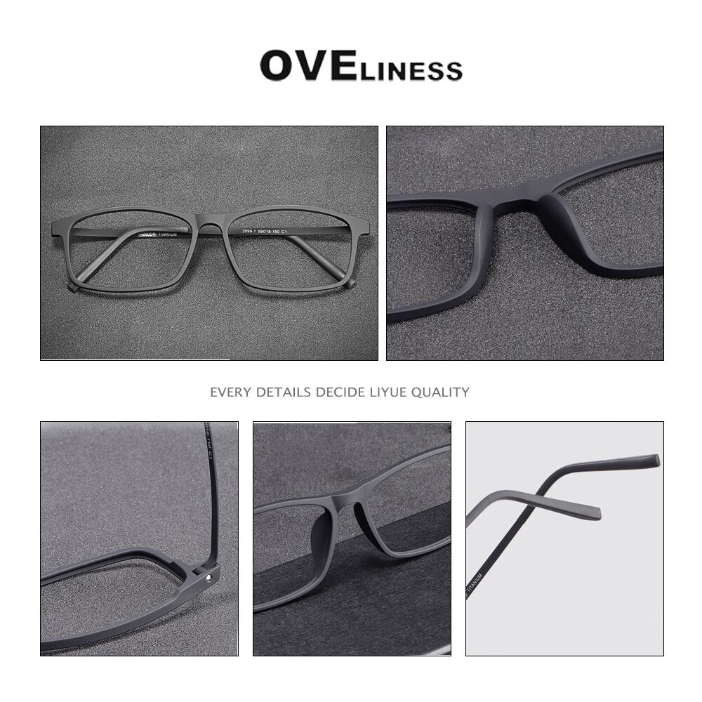 Oveliness Unisex Full Rim Square Ultem Resin Titanium Eyeglasses Ol20p99 Full Rim Oveliness   