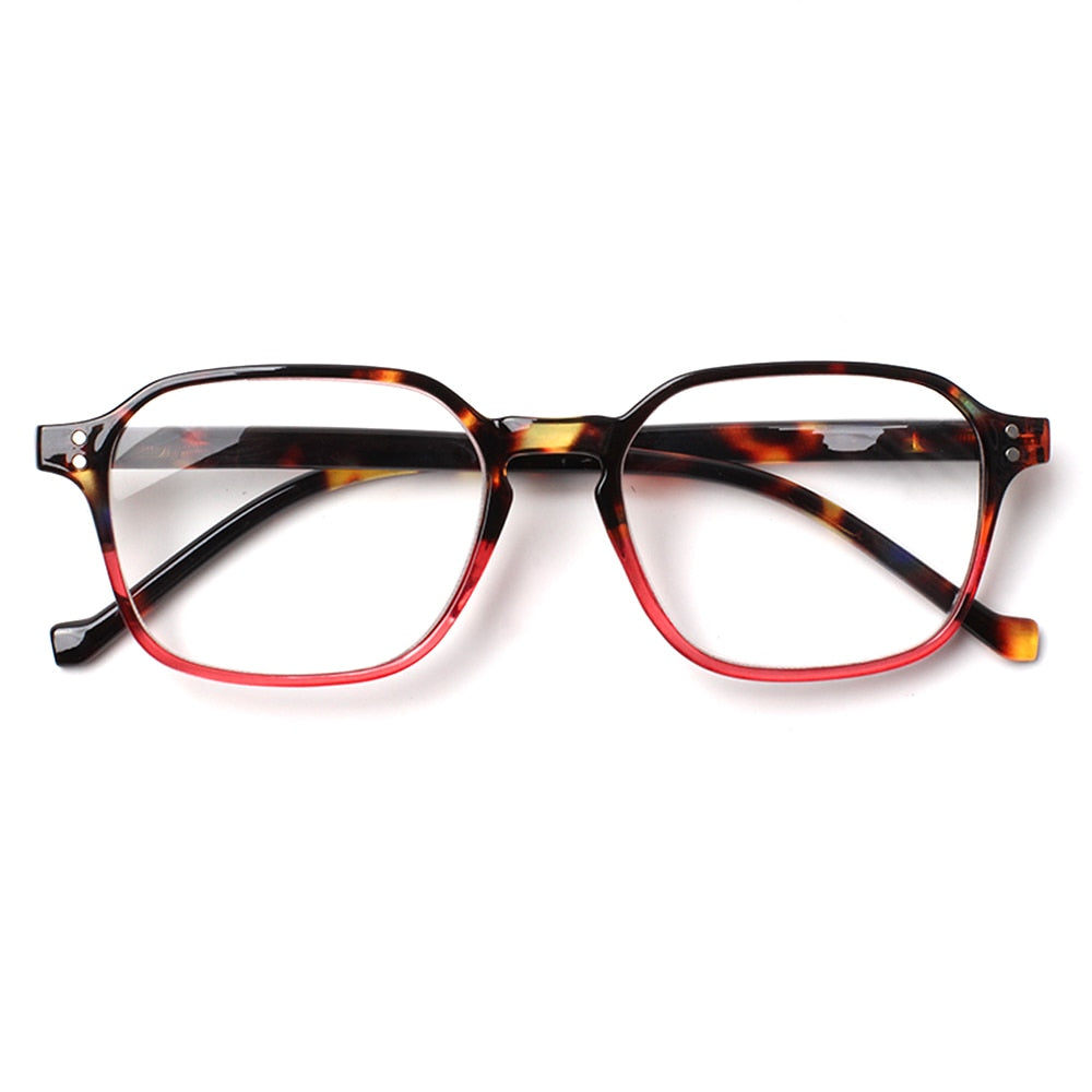 Henotin Eyeglasses Unisex Stylish Rectangular Reading Glasses Spring Hinge Diopter 0 To 1.50 Reading Glasses Henotin 0 red1 