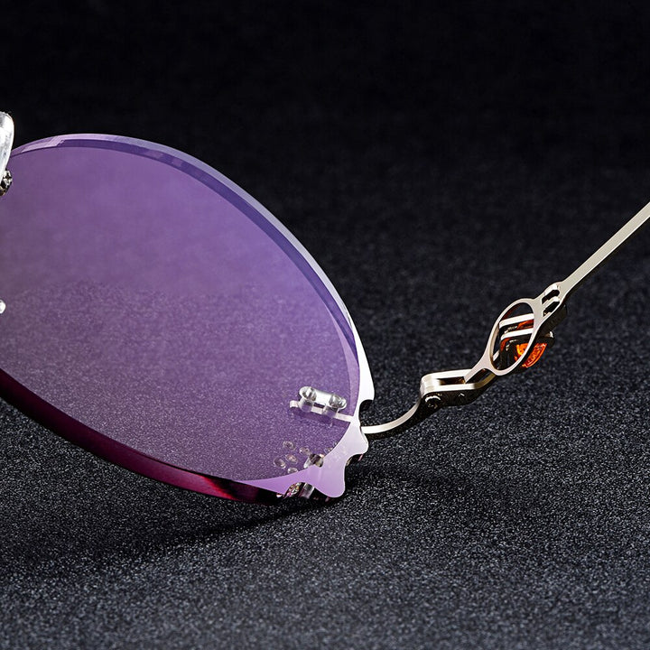 Women's Eyeglasses Alloy Rimless Diamond Trimming Cut Silver Z2879 Rimless Gmei Optical   