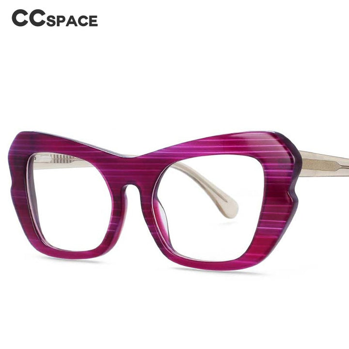 CCSpace Unisex Full Rim Oversized Square Cat Eye Acetate Frame Eyeglasses 54059 Full Rim CCspace   