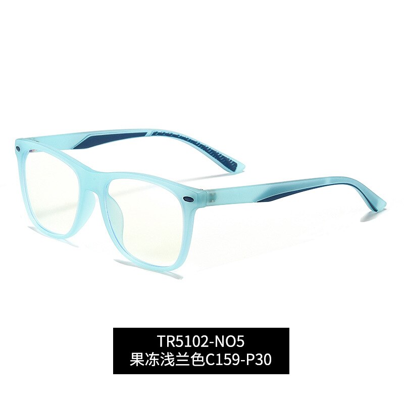 Children's Square Full Rim Silica Titanium Eyeglasses Anti Blue Light Lenses Wd5102 Full Rim Bclear Jelly light blue  