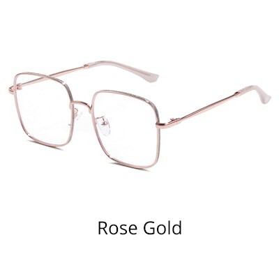 Ralferty Women's Eyeglasses Big Square W9091 Frame Ralferty Rose Gold  