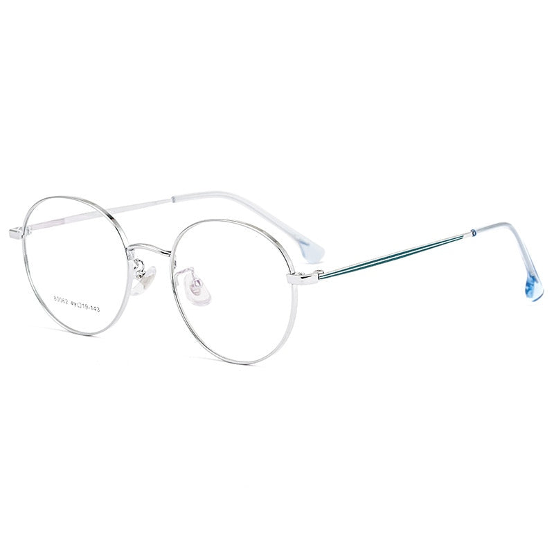 KatKani Unisex Full Rim Round Alloy Frame Eyeglasses 0180062 Full Rim KatKani Eyeglasses Silver  