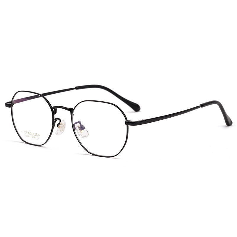 Hotochki Unisex Full Rim Polygon Beta Titanium Eyeglasses T3956 Full Rim Hotochki Black  
