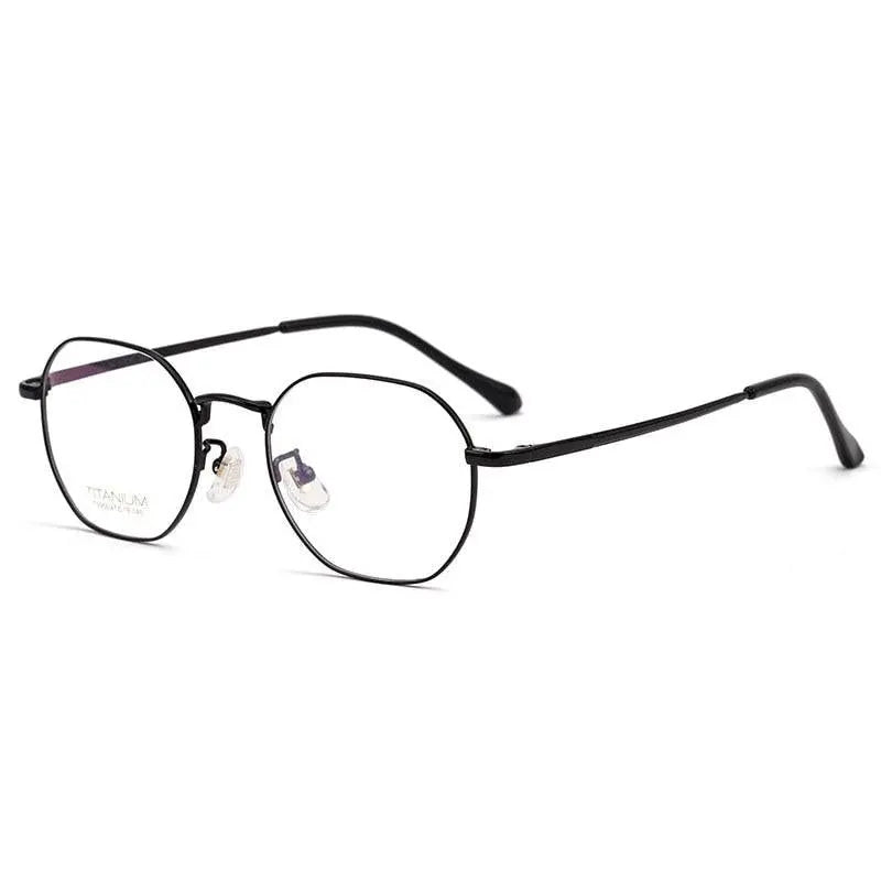 Hotochki Unisex Full Rim Polygon Beta Titanium Eyeglasses T3956 - Black