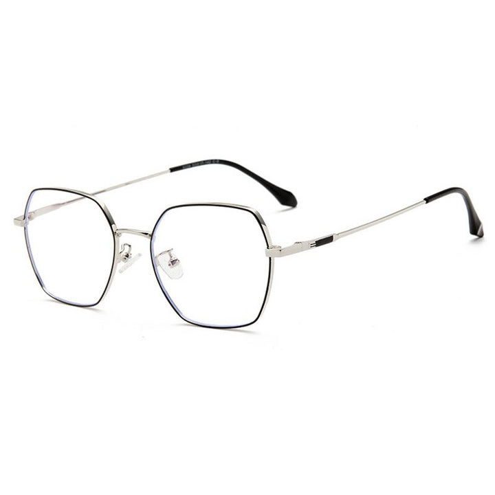 Hotochki Unisex Full Rim Alloy Frame Spring Hinge Eyeglasses 9339 Full Rim Hotochki Black Silver  