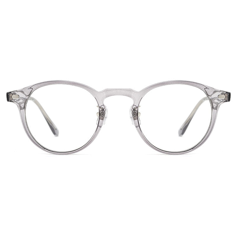 Yimaruili Unisex Full Rim Round Acetate Plated Frame Eyeglasses KBT98C21 Full Rim Yimaruili Eyeglasses Transparent Gray  