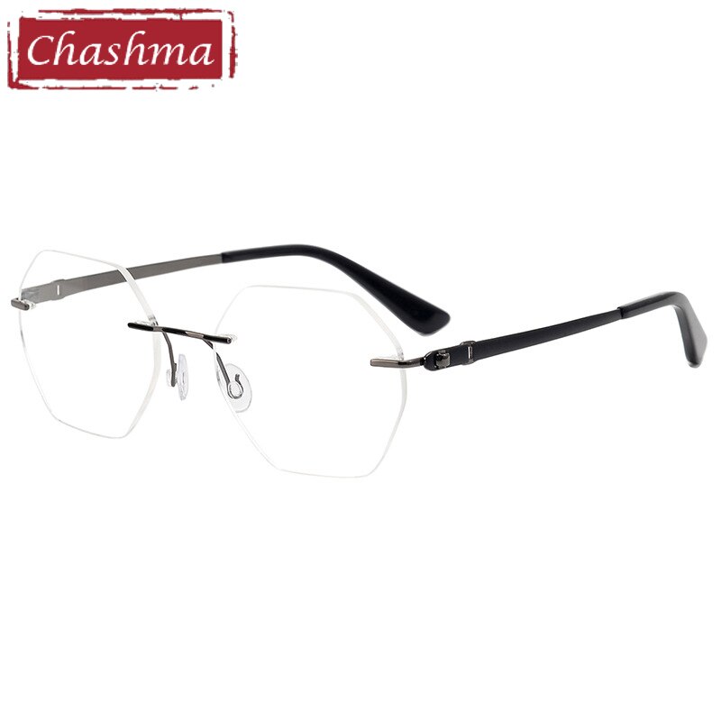 Chashma Ottica Men's Rimless  Polygon Titanium Eyeglasses 5018 Rimless Chashma Ottica Gray  
