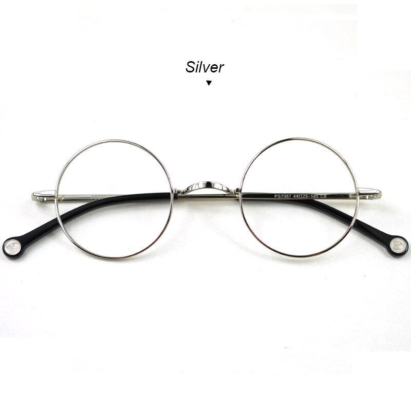 Hdcrafter Unisex Full Rim Round Alloy Frame Eyeglasses Ps7087 Full Rim Hdcrafter Eyeglasses Silver  
