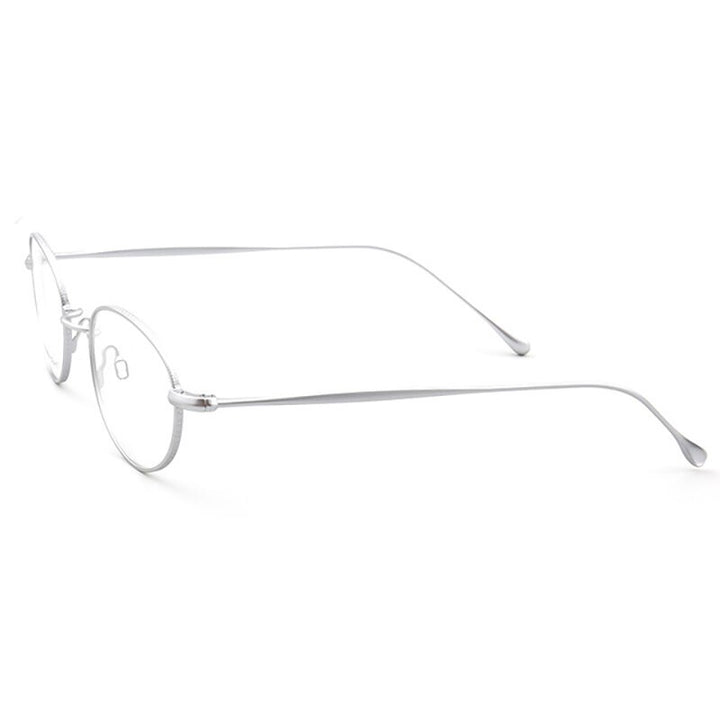 Unisex Titanium Alloy Eyeglasses Small Oval Frame Frame Bolluzzy Silver  