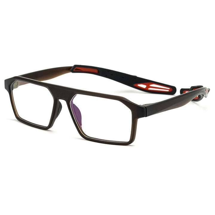 KatKani Unisex Full Rim Rectangle TR 90 Resin Sport Frame Eyeglasses K001 Sport Eyewear KatKani Eyeglasses Brown  