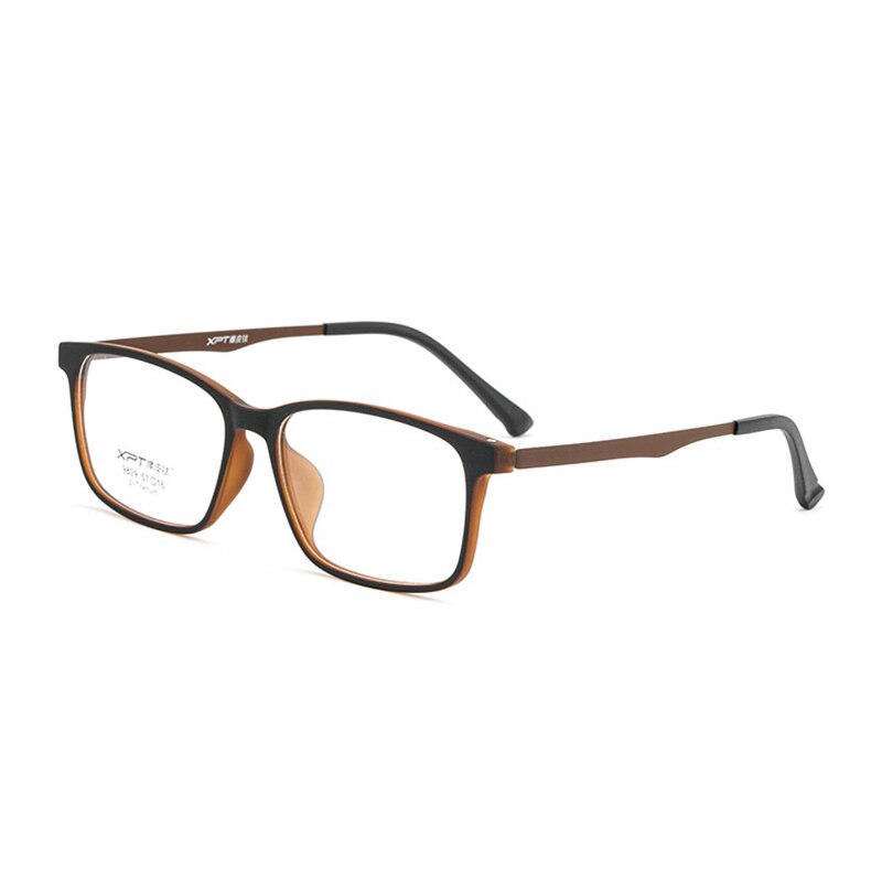 Hotony Unisex Full Rim Square TR 90 Resin B Titanium Frame Eyeglasses 9829 Full Rim Hotony Auburn  