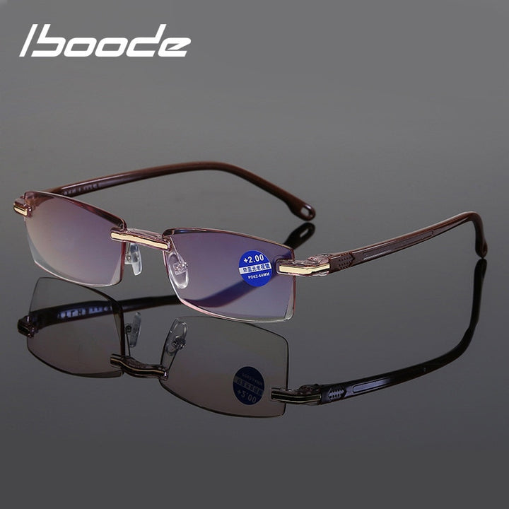 Unisex Reading Glasses Anti Blue Rays Rimless Alloy Eyewear Diopter +1.0 1.5 2.0 2.5 3.0 3.5 4.0 Reading Glasses Seemfly +100 Tawny 