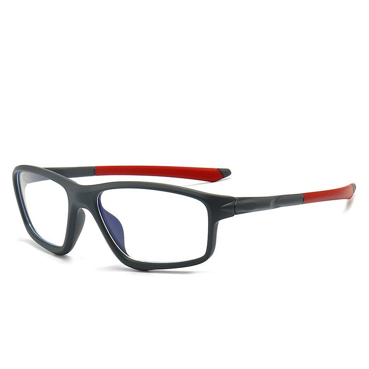 Yimaruili Men's Full Square Rim TR 90 Resin Sport Frame Eyeglasses TR5773 Sport Eyewear Yimaruili Eyeglasses Gray Red  