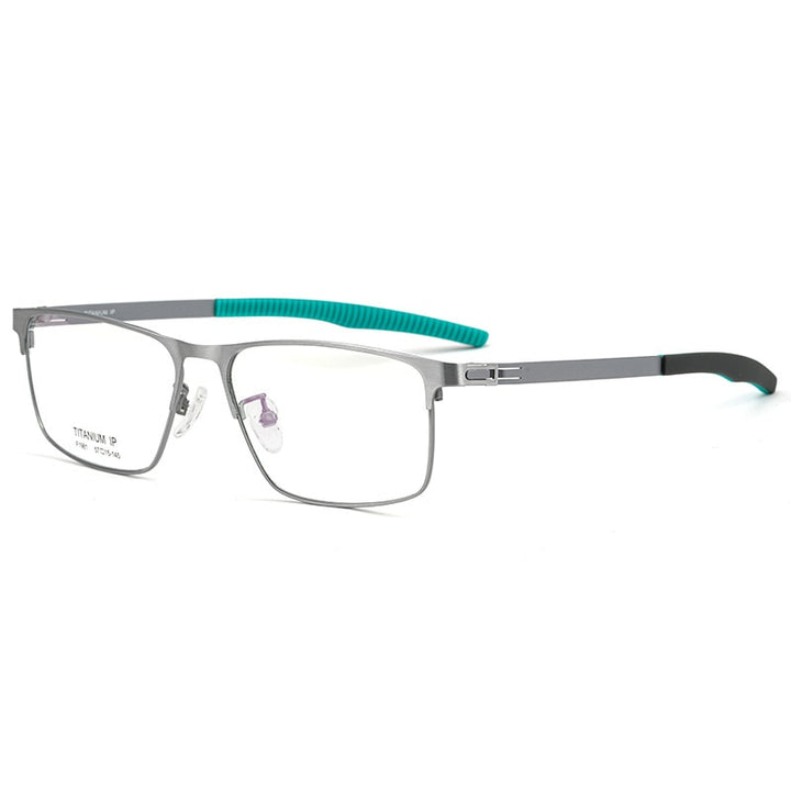 Yimaruili Men's Full Rim Square β Titanium Frame Eyeglasses F1981 Full Rim Yimaruili Eyeglasses Silver  