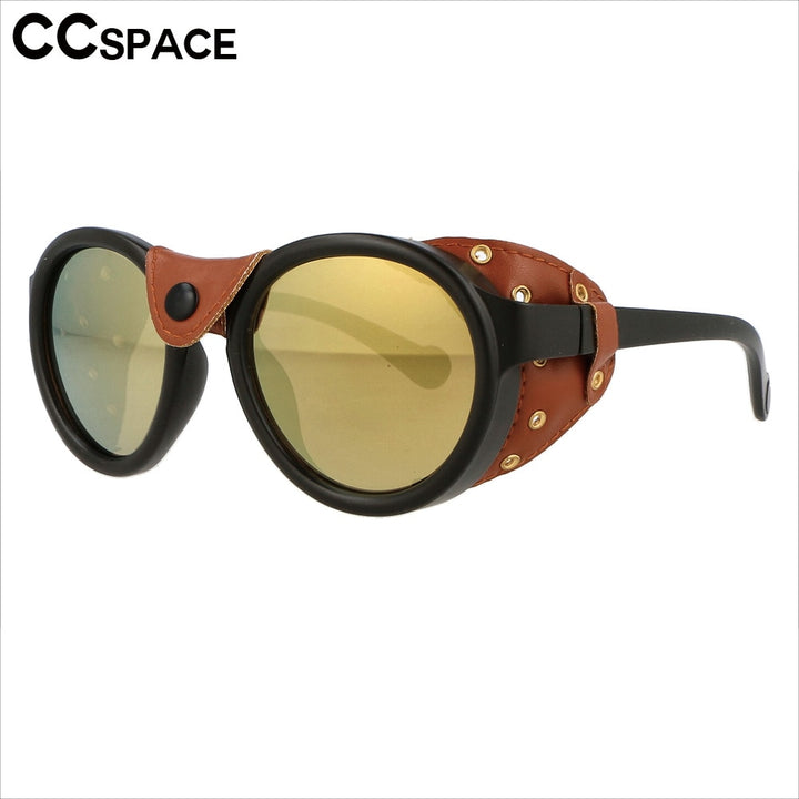 CCSpace Unisex Full Rim Round Steampunk Resin Frame Sunglasses 46311 Sunglasses CCspace Sunglasses   