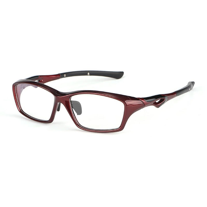 Hotony Unisex Full Rim Rectangular TR 90 Resin Sport Frame Eyeglasses 5139/40 Sport Eyewear Hotony 5139-Wine Red  