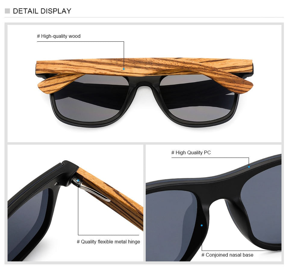 Yimaruili Women's Rimless One Piece Bamboo Wood Frame Polarized Sunglasses 8021 Sunglasses Yimaruili Sunglasses   