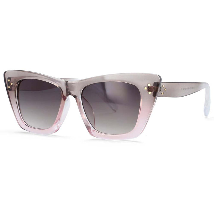 CCSpace Women's Full Rim Cat Eye Rivet Acetate Frame Sunglasses 54001 Sunglasses CCspace Sunglasses gray-pink  