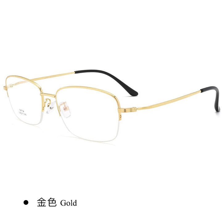 Men's Semi Rim IP Electroplated Titanium Alloy Frame Eyeglasses Zt1114 Semi Rim Bclear Gold  
