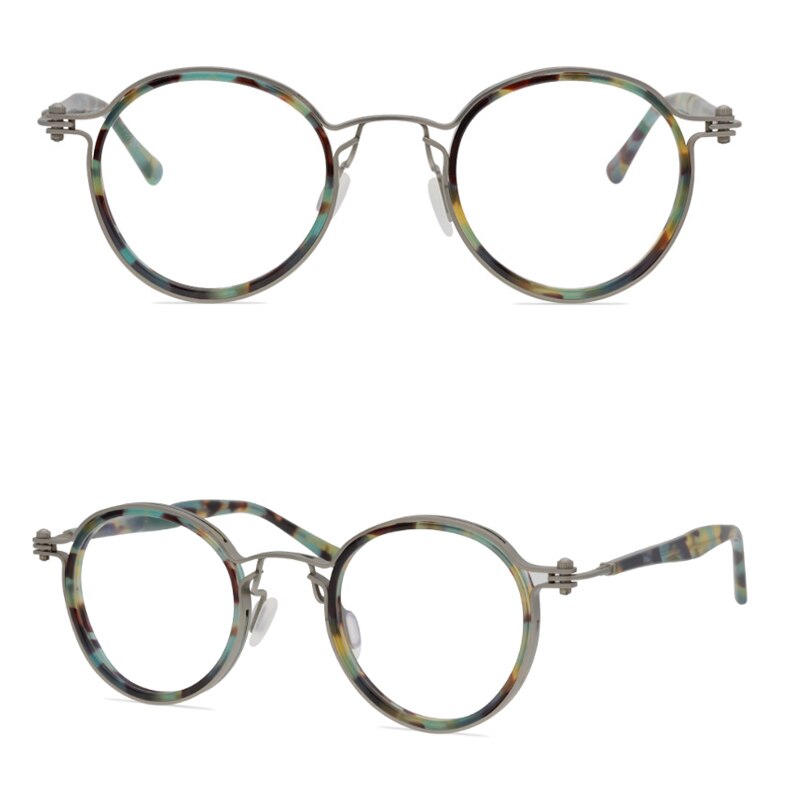 Gatenac Unisex Full Rim Round Handcrafted Acetate Alloy Frame Eyeglasses Gxyj07 Full Rim Gatenac 6  