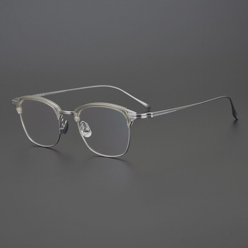 Gatenac Unisex Full Rim Square Titanium Acetate Frame Eyeglasses Gxyj688 Full Rim Gatenac Silver  