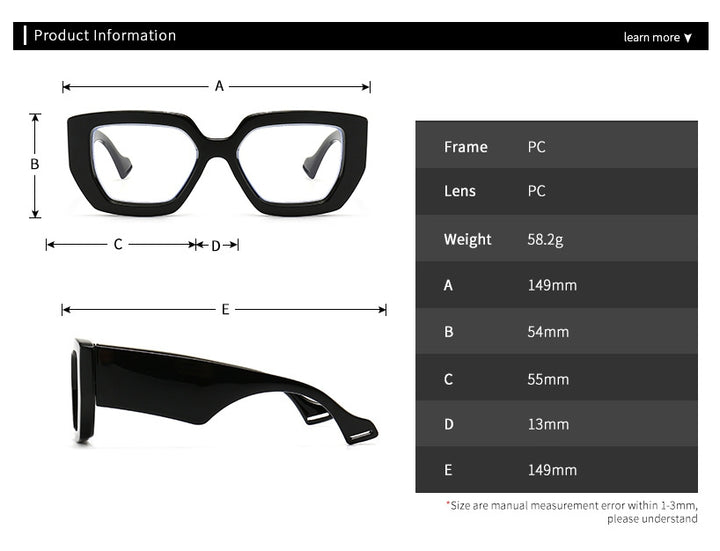 CCspace Unisex Full Rim Cat Eye Resin Alloy Frame Eyeglasses 46357p Full Rim CCspace   