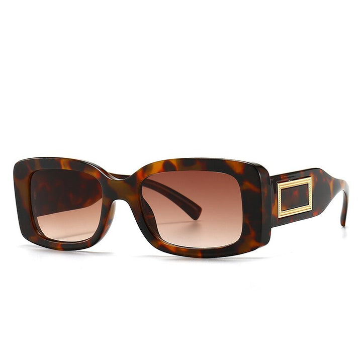 CCSpace Unisex Full Rim Rectangle Resin Frame Punk Sunglasses 46388 Sunglasses CCspace Sunglasses C2Leopard  