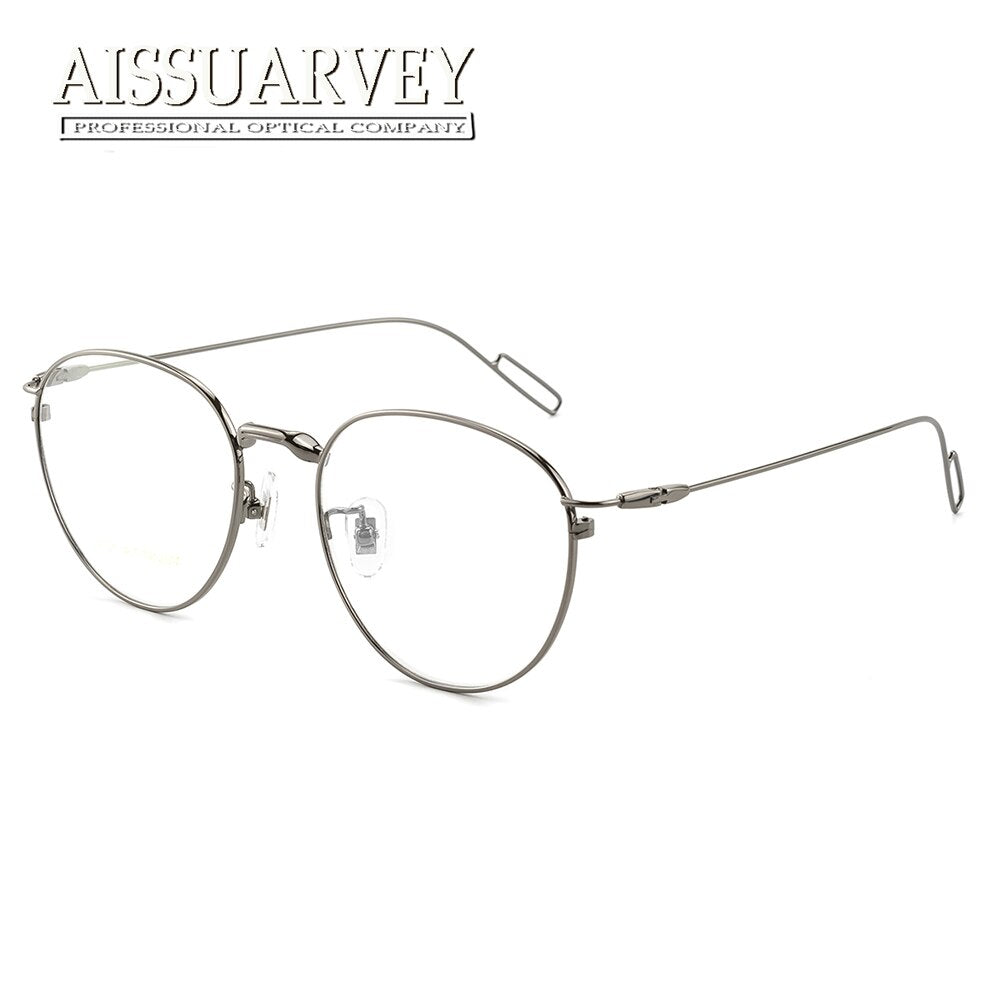 Aissuarvey Women's Full Rim Round Titanium Frame Eyeglasses Asl8020 Full Rim Aissuarvey Eyeglasses gray  