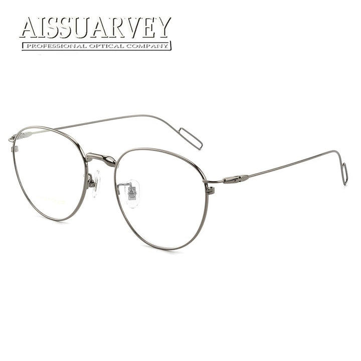 Aissuarvey Women's Full Rim Round Titanium Frame Eyeglasses Asl8020 Full Rim Aissuarvey Eyeglasses gray  