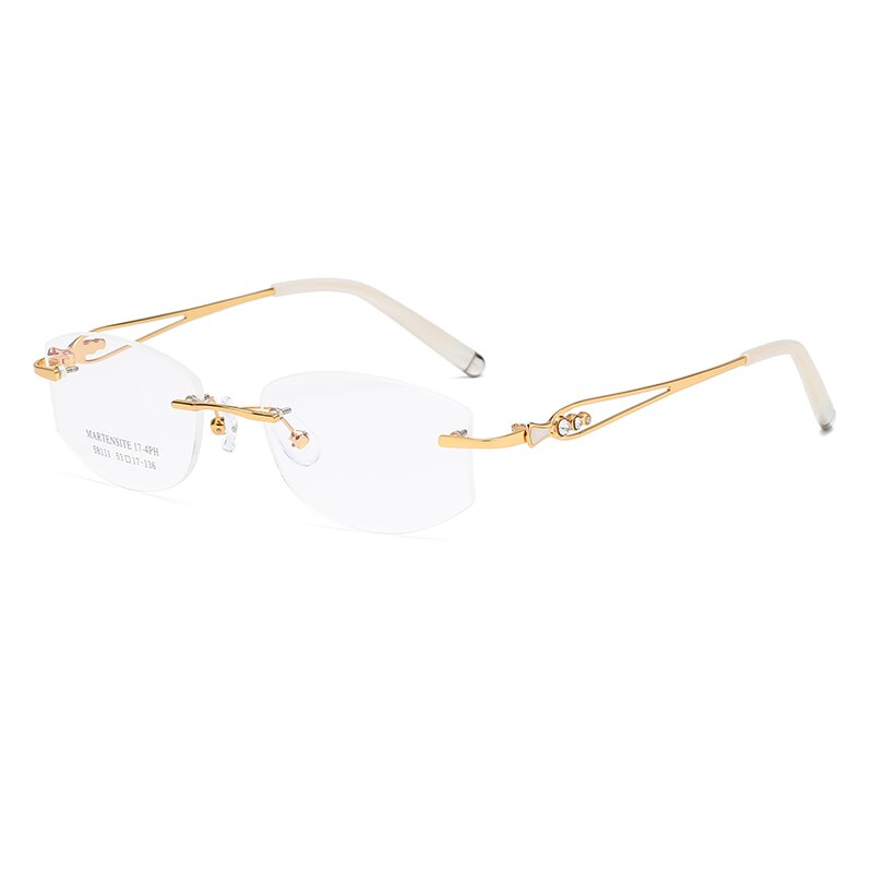 Zirosat 58111 Women's Eyeglasses Alloy Tint Lenses Diamond Cutting Rimless Titanium Rimless Zirosat golden  