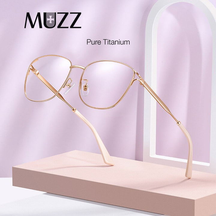 Muzz Women's Full Rim Square Oval Titanium Alloy Frame Eyeglasses C0c000 Full Rim Muzz   