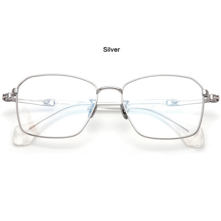 Muzz Unisex Full Rim Square Hand Crafted Titanium Acetate Frame Eyeglasses M1065 Full Rim Muzz Silver  