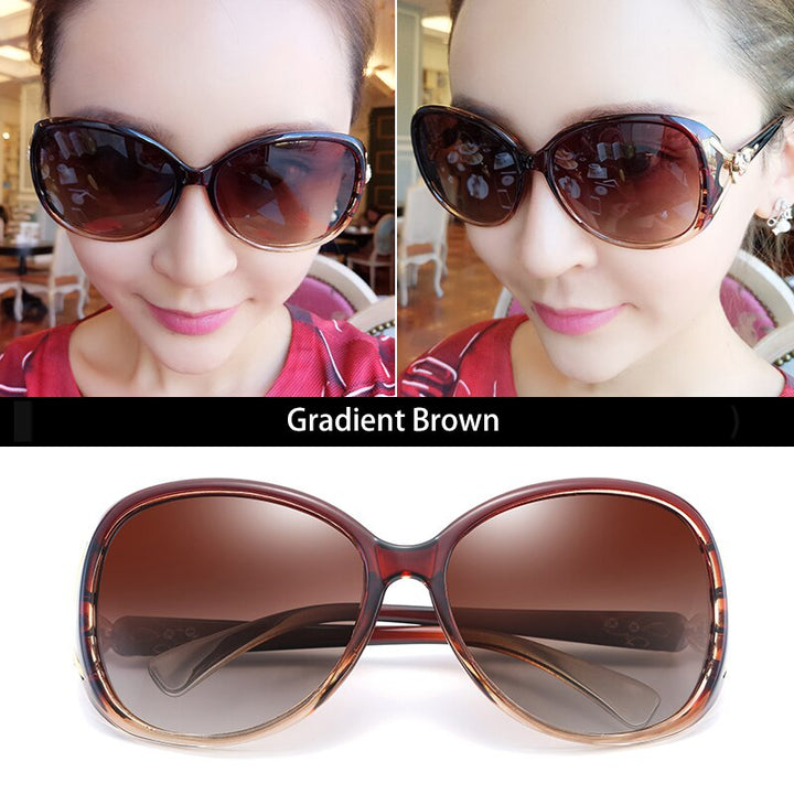 Aidien Women's Polycarbonate Frame Sunglasses Customizable Lenses 8842 Sunglasses Aidien Gradient Brown 0 