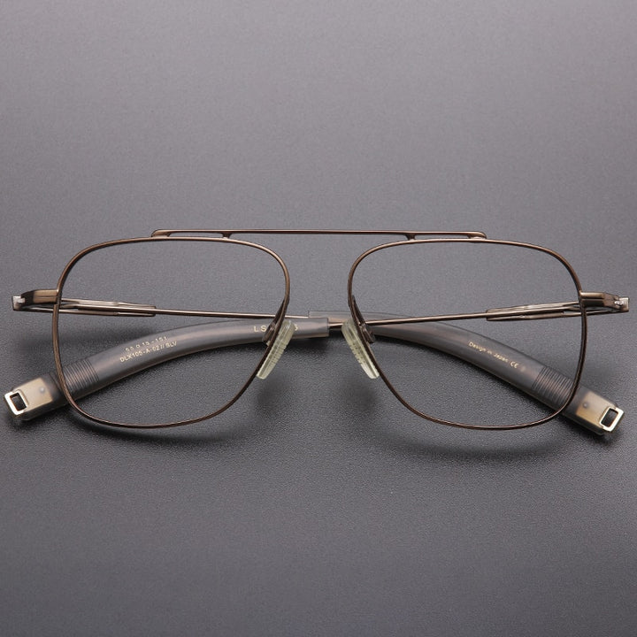Muzz Men's Full Rim Square Titanium Frame Eyeglasses 105 Full Rim Muzz Auburn  