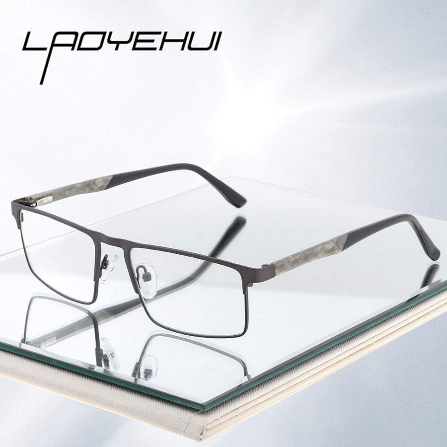 Laoyehui Men's Eyeglasses Square Alloy Reading Glasses 18407 Reading Glasses Laoyehui   