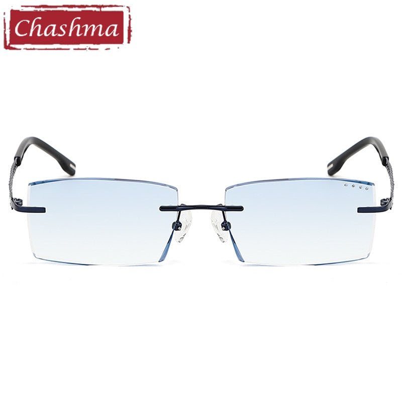 Chashma Ottica Men's Rimless Square Titanium Eyeglasses Tint Lenses 1025 Rimless Chashma Ottica   