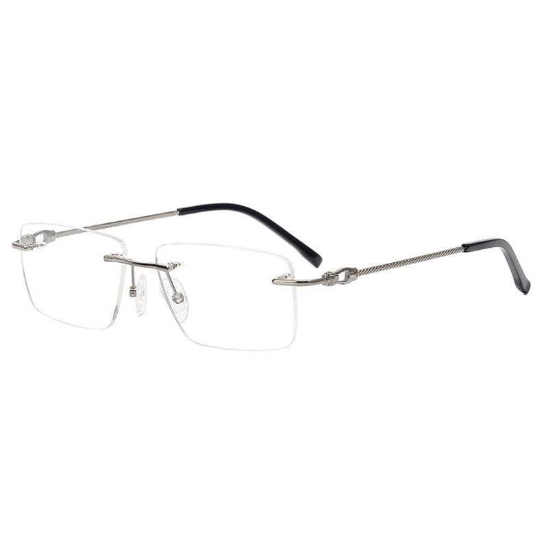 Aissuarvey Rimless Rectangular Lens Titanium Frame Men's Eyeglasses Rimless Aissuarvey Eyeglasses gray  