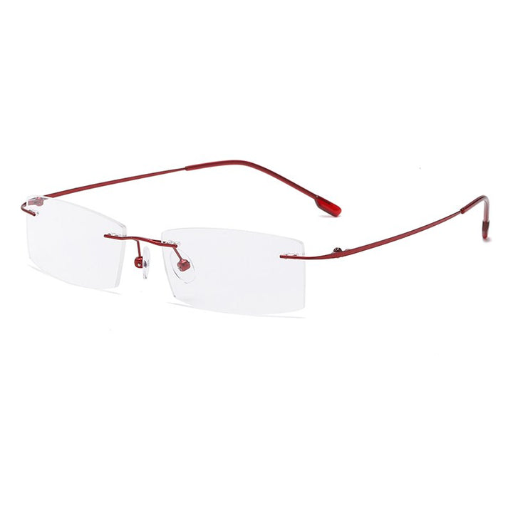 Zirosat 522 Unisex Eyeglasses Memory Titanium Rimless Rimless Zirosat red  