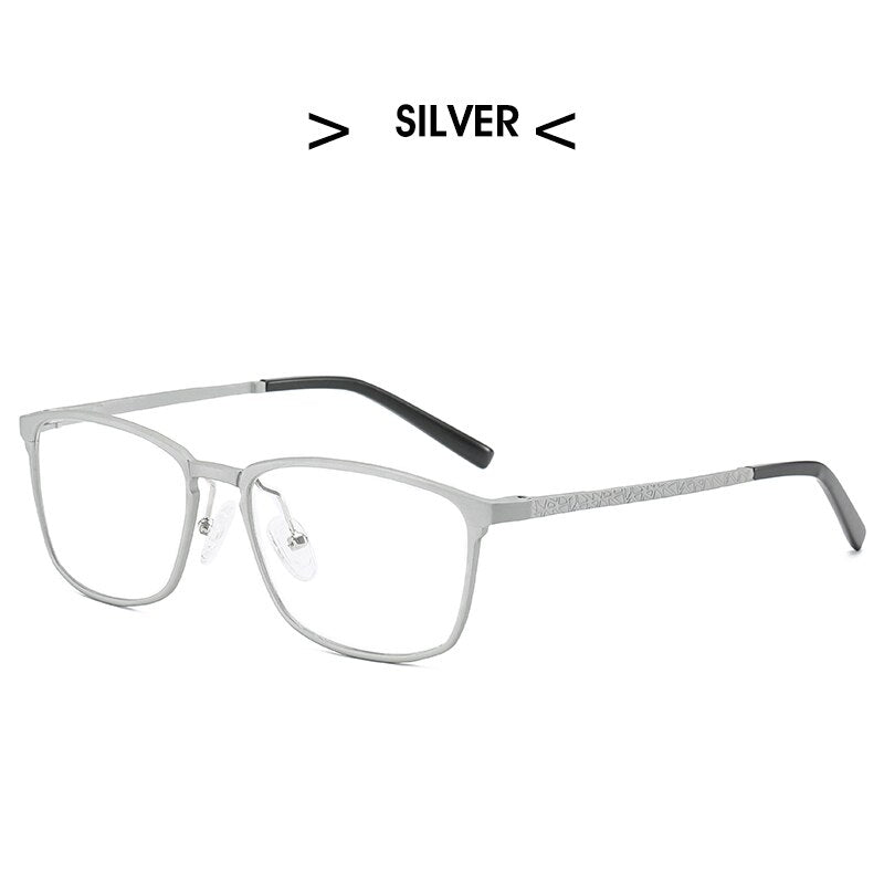 Hdcrafter Men's Full Rim Square Alloy Frame Eyeglasses P6266 Full Rim Hdcrafter Eyeglasses silver  